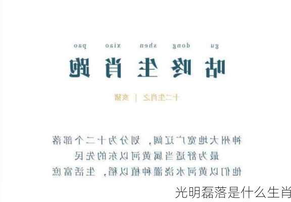 光明磊落是什么生肖