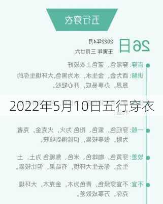 2022年5月10日五行穿衣