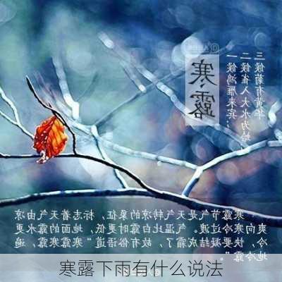 寒露下雨有什么说法