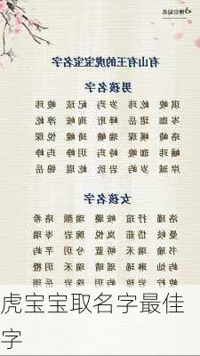 虎宝宝取名字最佳字