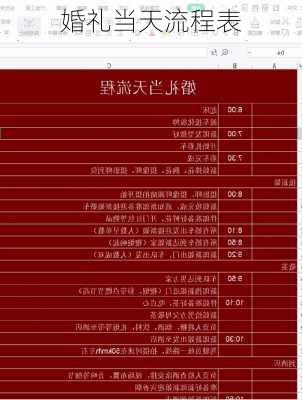 婚礼当天流程表