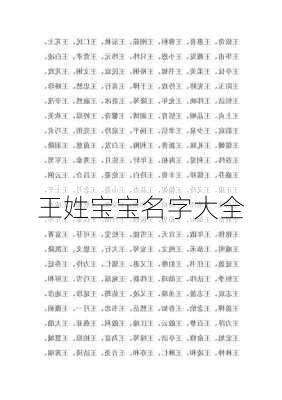 王姓宝宝名字大全