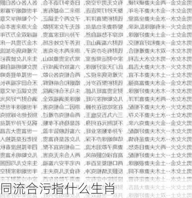 同流合污指什么生肖