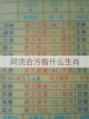 同流合污指什么生肖