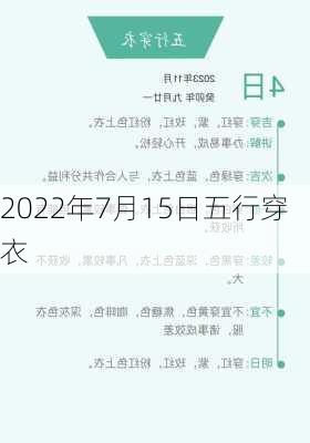 2022年7月15日五行穿衣