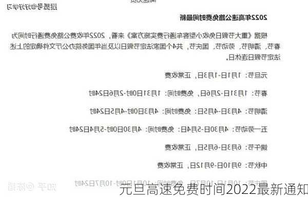 元旦高速免费时间2022最新通知