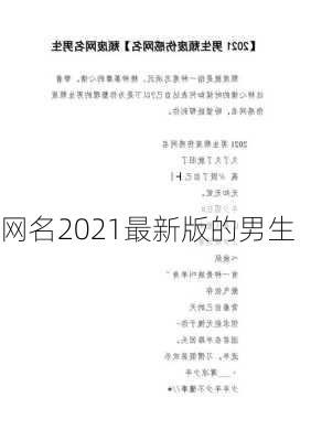 网名2021最新版的男生