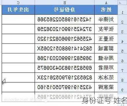 身份证号 姓名
