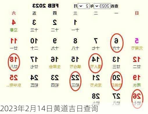 2023年2月14日黄道吉日查询