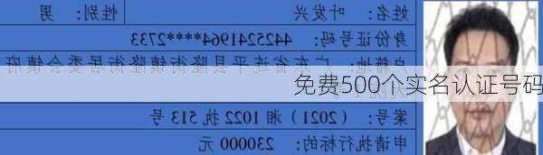 免费500个实名认证号码