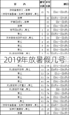 2019年放暑假几号