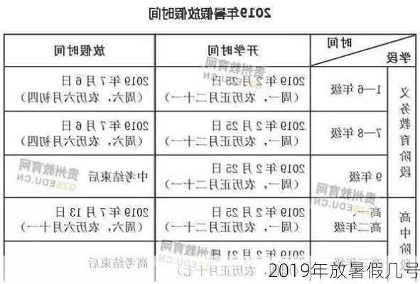 2019年放暑假几号