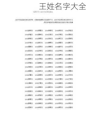 王姓名字大全