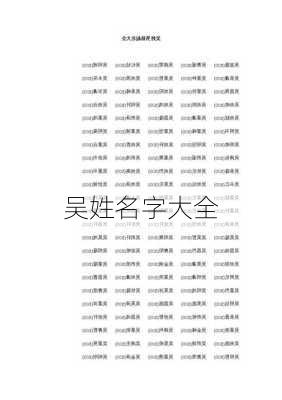 吴姓名字大全