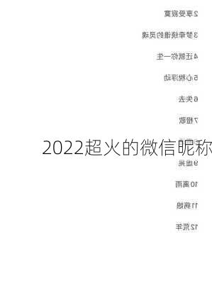 2022超火的微信昵称