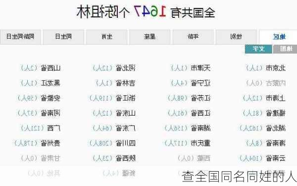查全国同名同姓的人