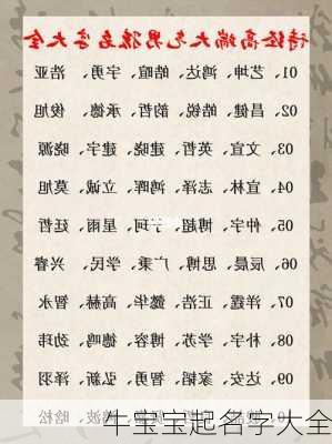 牛宝宝起名字大全