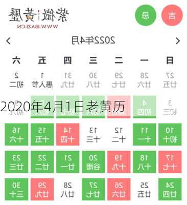 2020年4月1日老黄历