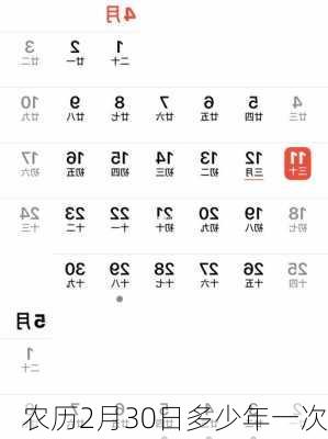 农历2月30日多少年一次