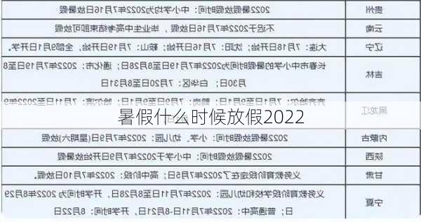 暑假什么时候放假2022