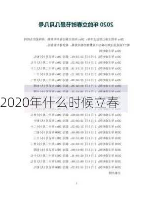 2020年什么时候立春