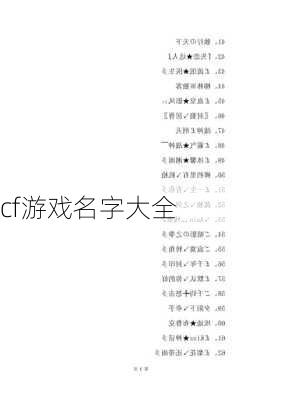 cf游戏名字大全