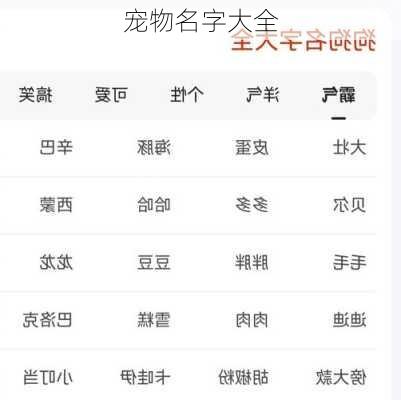 宠物名字大全