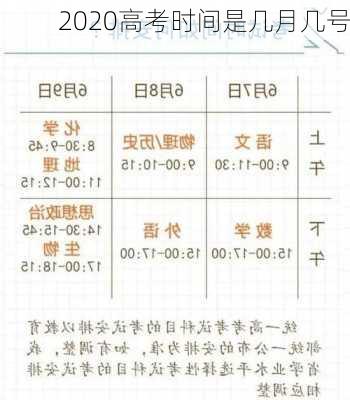 2020高考时间是几月几号