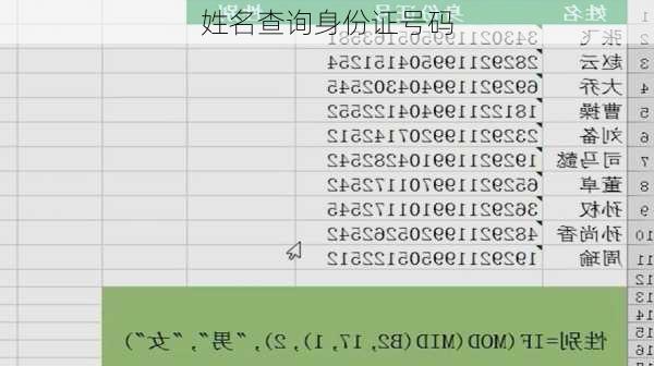 姓名查询身份证号码