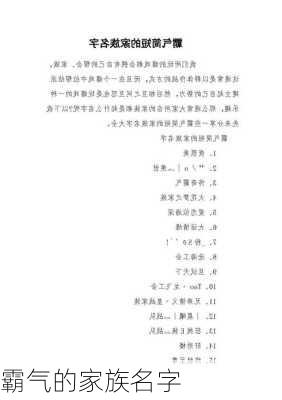 霸气的家族名字