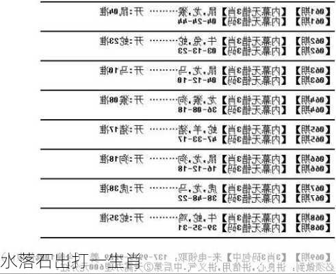 水落石出打一生肖