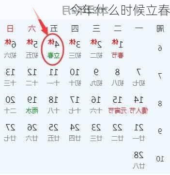 今年什么时候立春