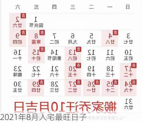 2021年8月入宅最旺日子