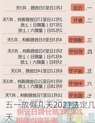 五一放假几天2021法定几天