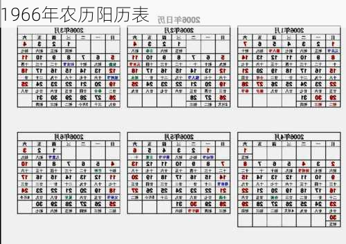 1966年农历阳历表