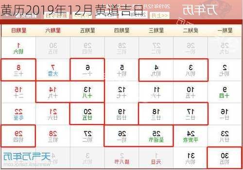 黄历2019年12月黄道吉日