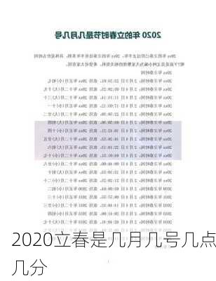 2020立春是几月几号几点几分