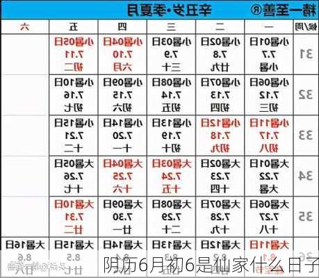 阴历6月初6是仙家什么日子