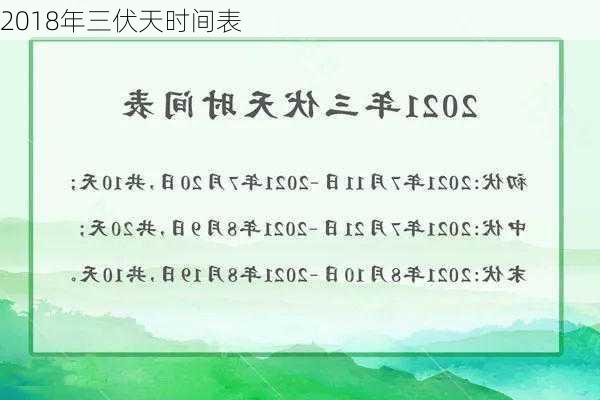 2018年三伏天时间表