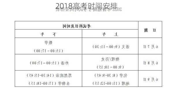 2018高考时间安排