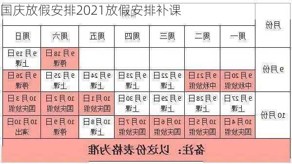 国庆放假安排2021放假安排补课