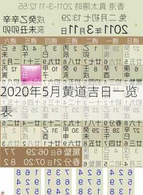 2020年5月黄道吉日一览表