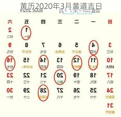 黄历2020年3月黄道吉日