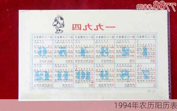 1994年农历阳历表