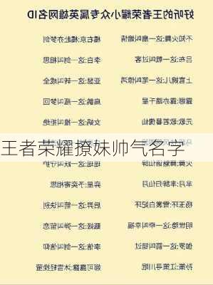 王者荣耀撩妹帅气名字