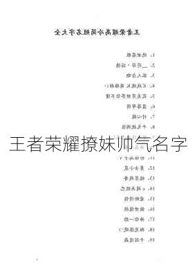 王者荣耀撩妹帅气名字