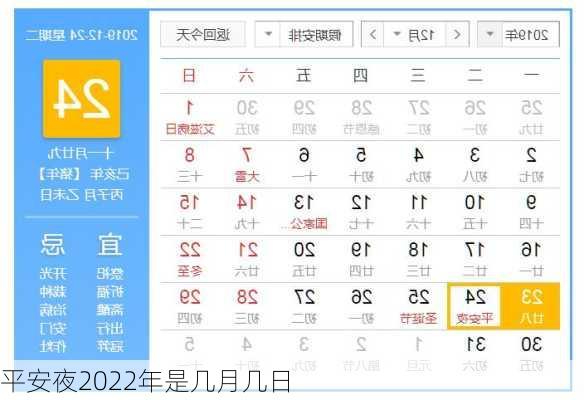 平安夜2022年是几月几日