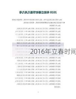 2016年立春时间