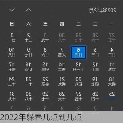 2022年躲春几点到几点